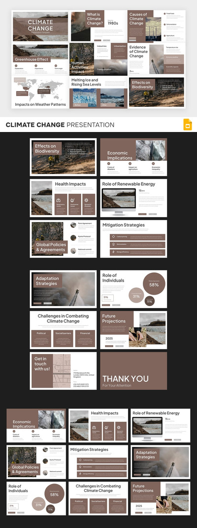 气候变化介绍PPT模板 (PPTX)