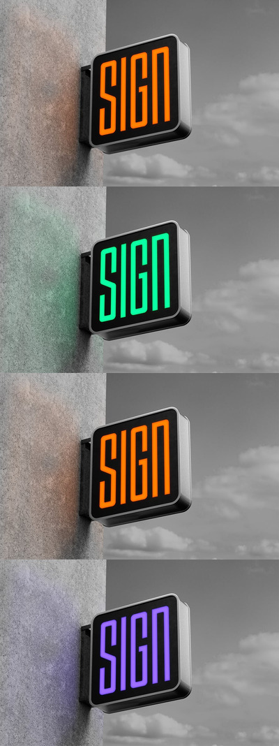 灯箱标志模型样机 (PSD)