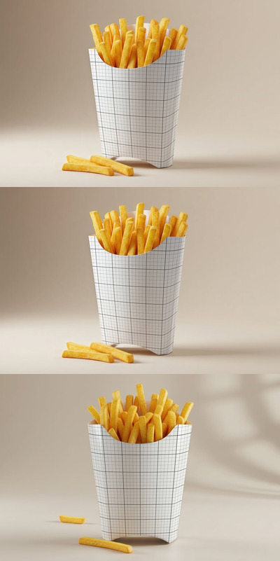 炸薯条土豆包装模型样机 (PSD)