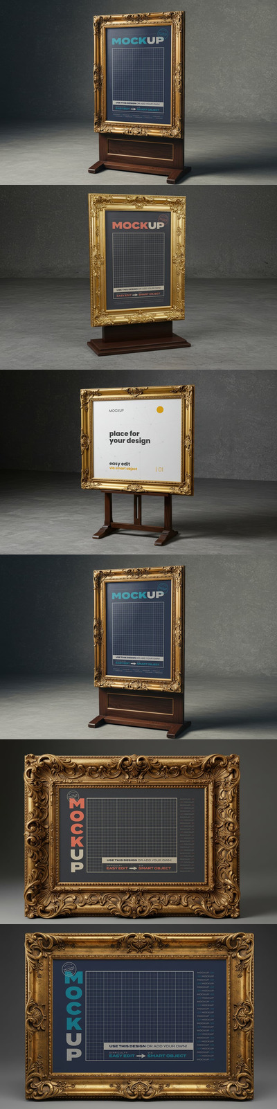 金色框架艺术模型样机 (PSD)