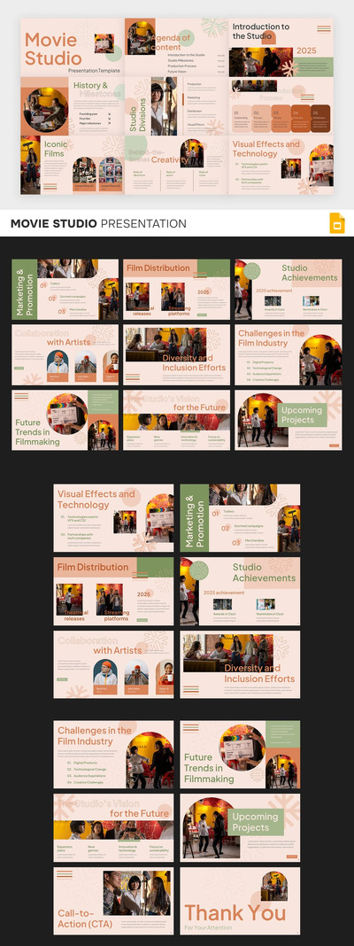 电影制片厂PPT模板 (PPTX)