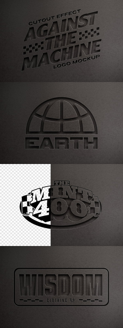 切割纸风格LOGO徽标模型样机 (PSD)