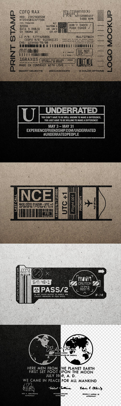 印刷邮票徽标模型样机 (PSD)