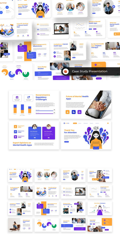 蓝色紫色案例研究PPT模板 (PPT,PPTX)