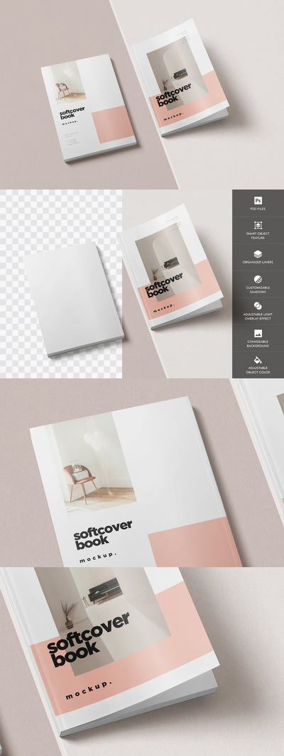 书籍封面模型样机 (PSD)