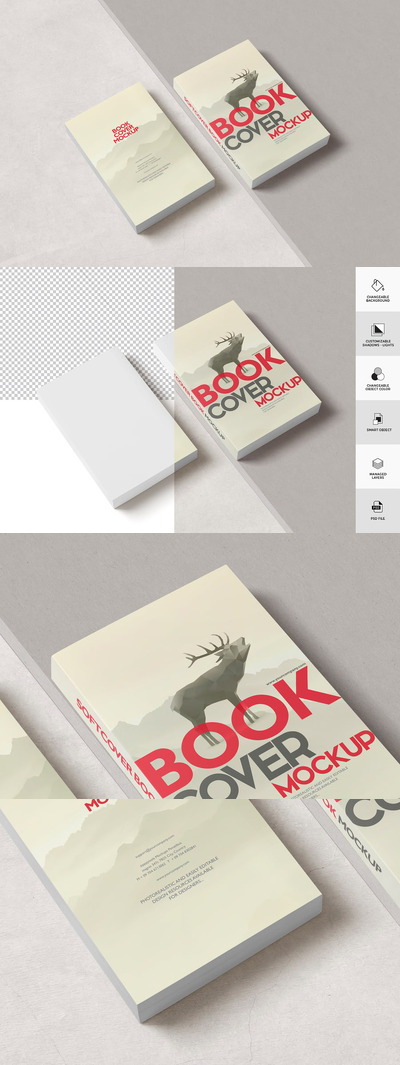 书籍封面模型样机 (PSD)