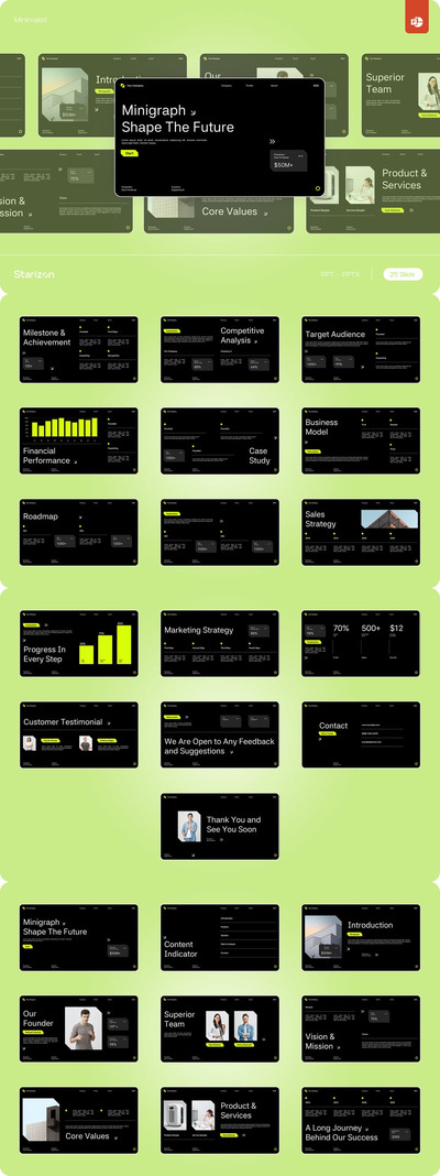 深绿色极简主义公司PPT模板 (PPT,PPTX)