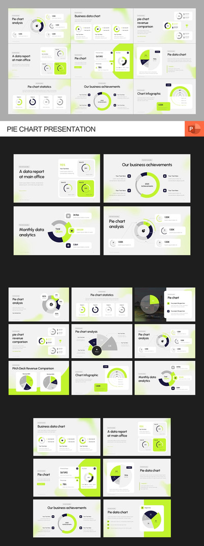 饼图数据展示PPT模板 (PPTX)