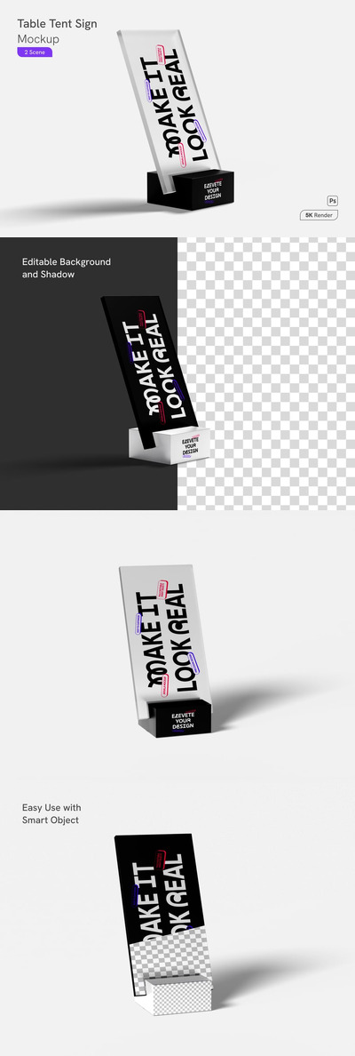 桌帐篷标牌模型样机 (PSD)