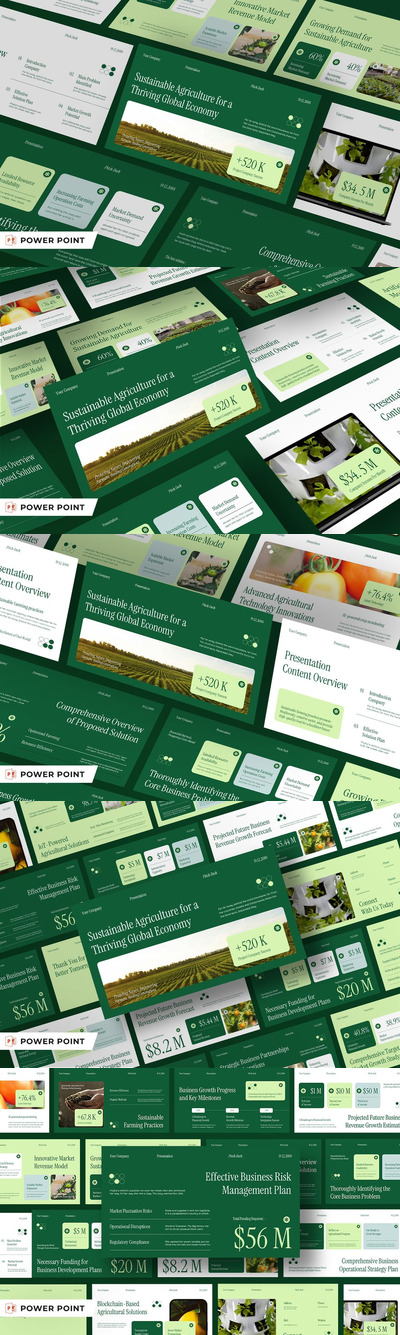 绿白色现代农业PPT模板 (PPT,PPTX)