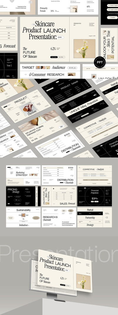 互动护肤产品发布PPT模板 (PPTX)