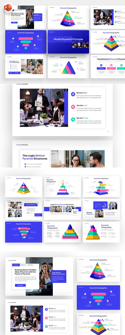 金字塔结构表现PPT模板 (PPTX)