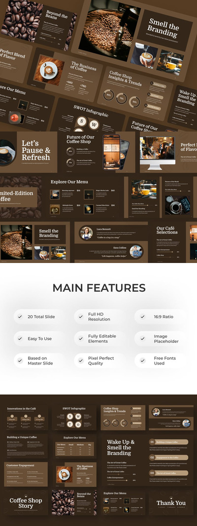 咖啡馆PPT模板 (PPTX)