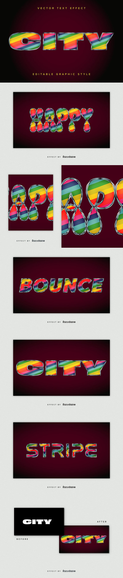 明亮的金属矢量文本效果模型 (AI)