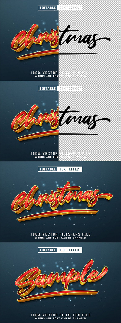 圣诞豪华文字 - 可编辑的文字效果 (AI,EPS)