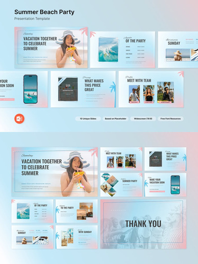夏季海滩派对模板PPT模板 (PPTX)