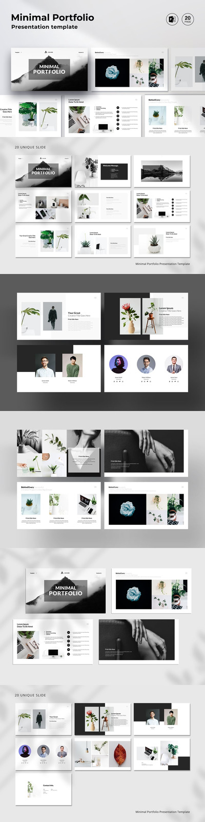 极简主义作品组合演示模板PPT模板 (PPTX)