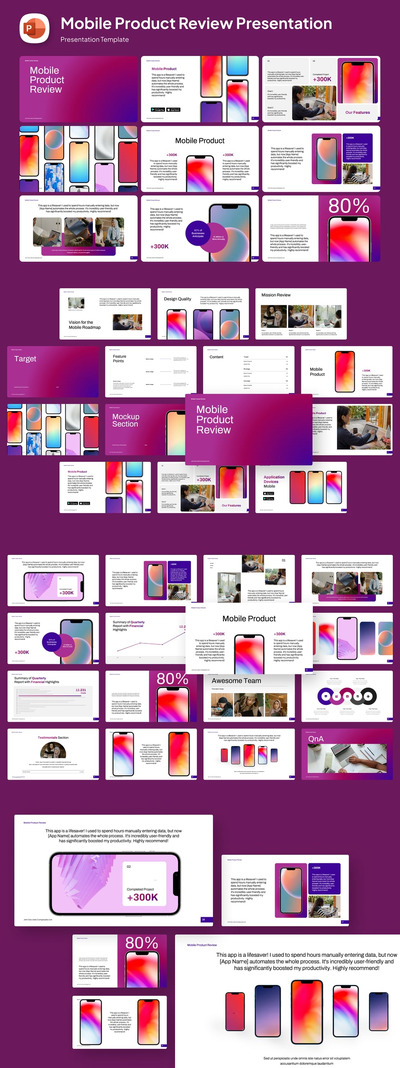 移动产品评论PPT模板 (PPTX)
