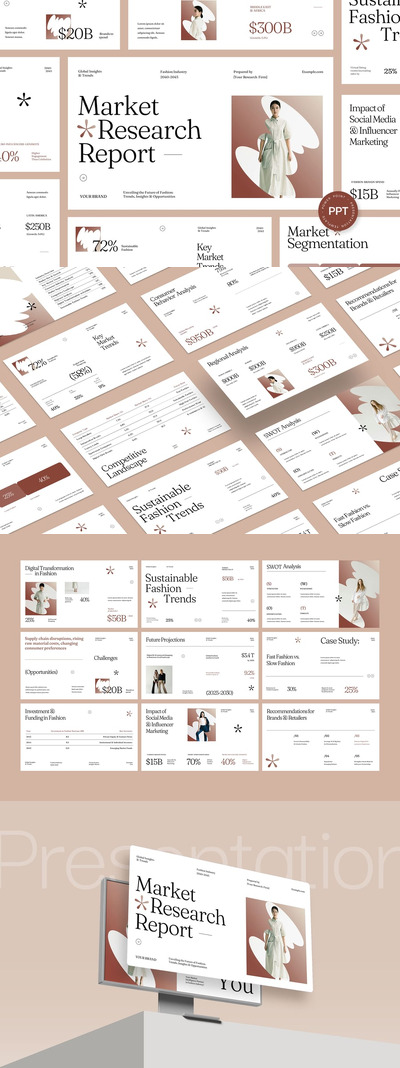美学市场研究报告PPT模板 (PPTX)