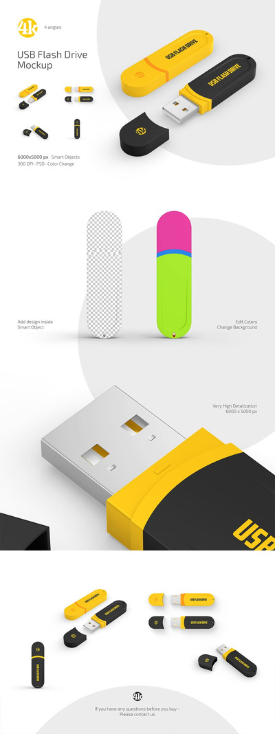 USB 闪存U盘模型集样机 (PSD)