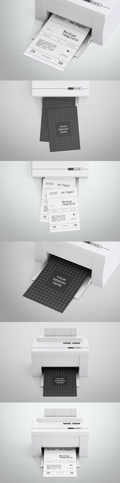 带有打印机模型的A4纸样机 (PSD)