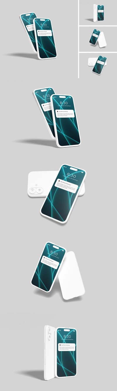 iPhone 16粘土手机模型样机 (PSD,PDF)