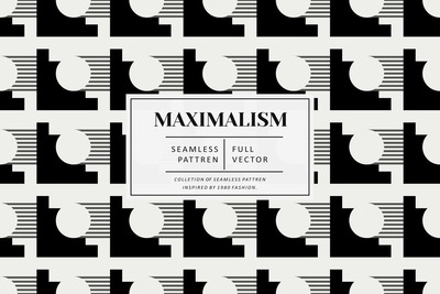 复古最大主义无缝图案 (AI,EPS,JPG,PNG,PSD,SVG)