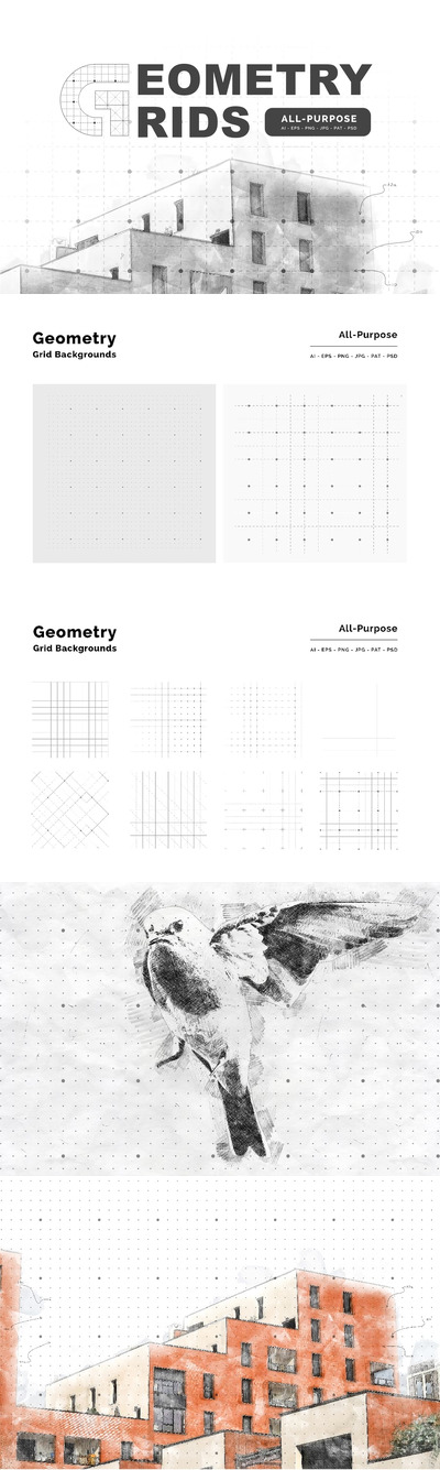 几何网格图案 (AI,EPS,JPG,PSD,PNG)