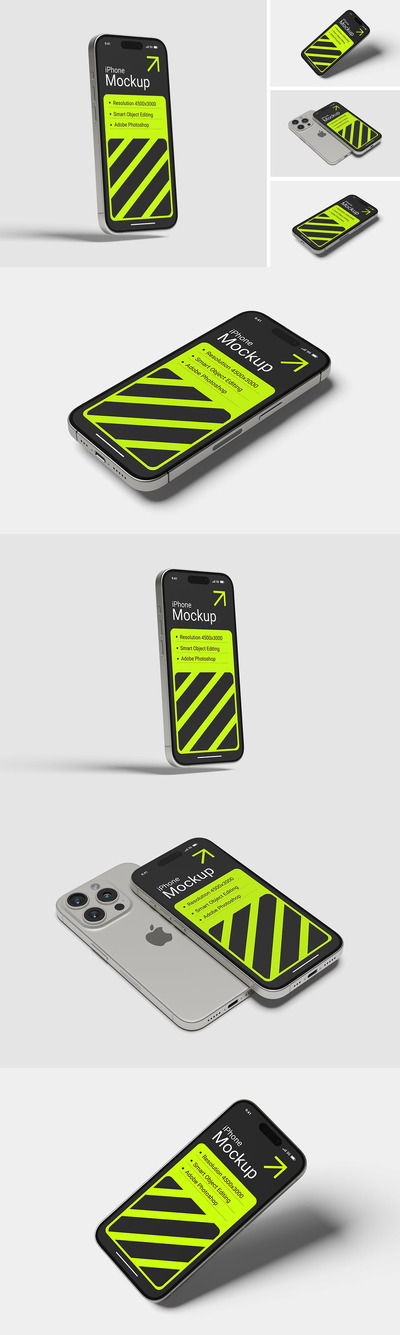 iPhone 15手机模型样机 (PSD,PDF)