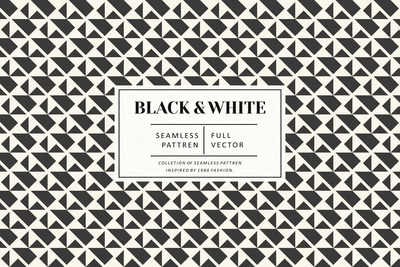 复古黑白几何形态图案 (AI,EPS,JPG,PNG,PSD,SVG)