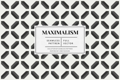 复古最大主义无缝图案 (AI,EPS,JPG,PNG,PSD,SVG)