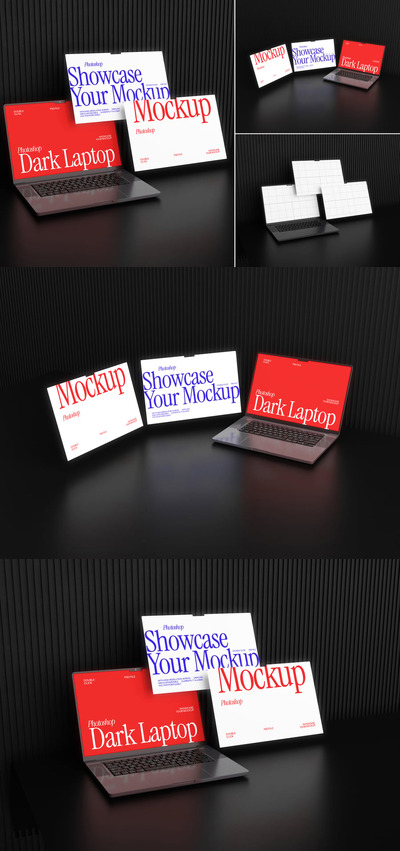 笔记本电脑屏幕模型样机 (PSD)