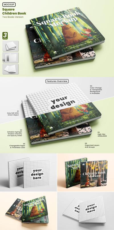 两个儿童书籍模型样机 (PSD)