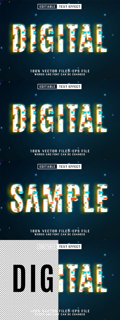 数字世界风格可编辑文本效果 (AI,EPS)