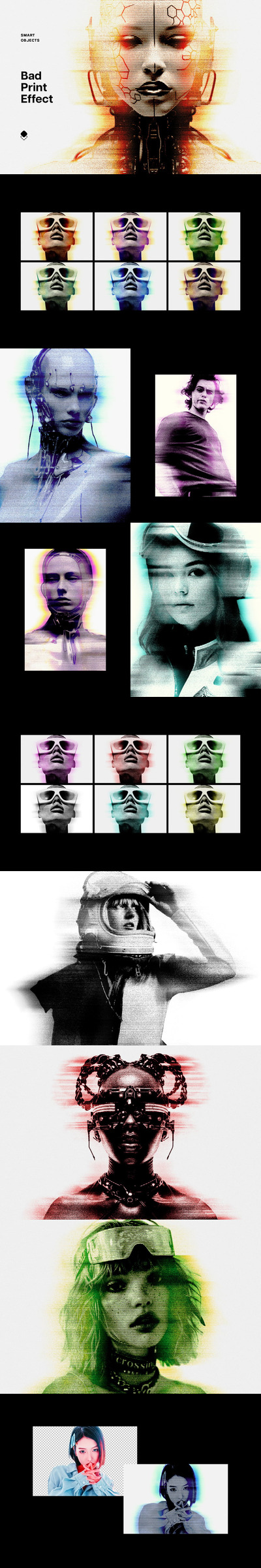 不良颜色打印科幻感海报照片效果 (PSD)