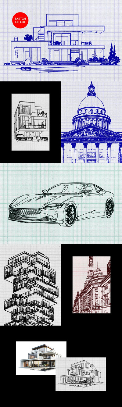 针管笔素描照片效果 (PSD)