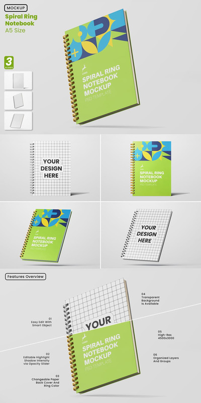 A5电线笔记本模型样机 (PSD)