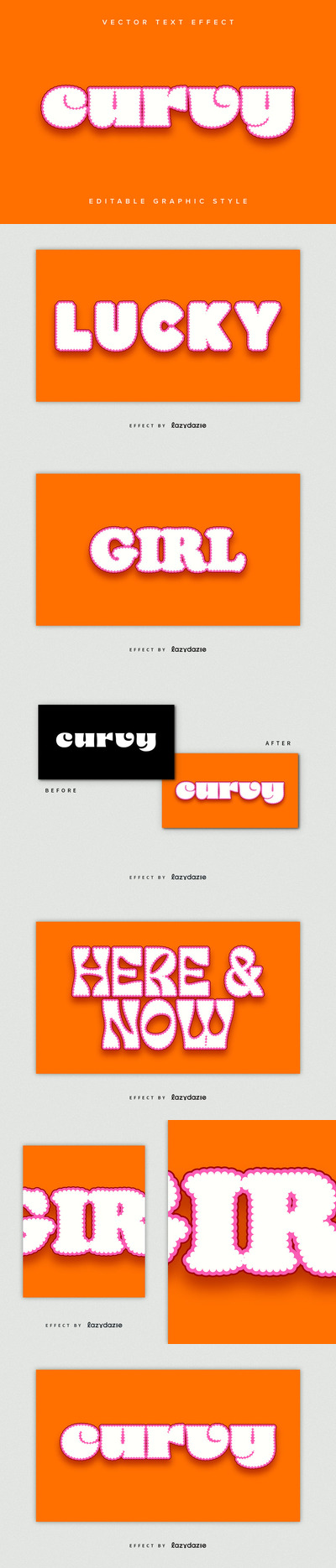 扇形边缘矢量文本效果模型 (AI)