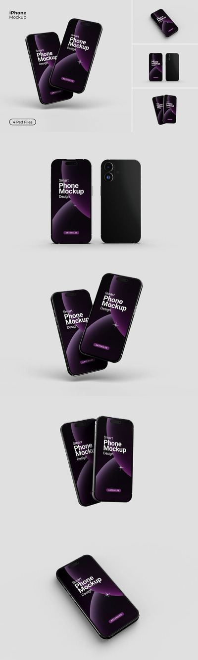 iPhone 16手机模型样机 (PSD,JPG)