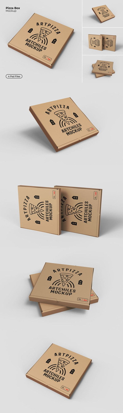 披萨盒模型样机 (PSD,JPG)