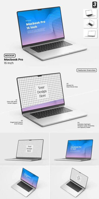 MacBook Pro电脑模型样机 (PSD)