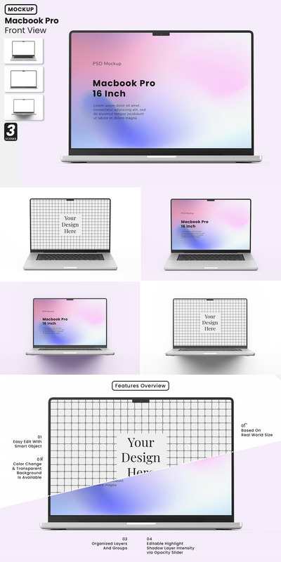 MacBook Pro 16电脑英寸模型 (PSD)