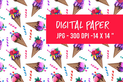 带有冰淇淋锥和糖果的图案 (JPG)