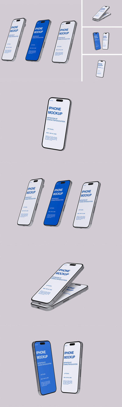 iPhone 16手机模型样机 (PSD,PDF)