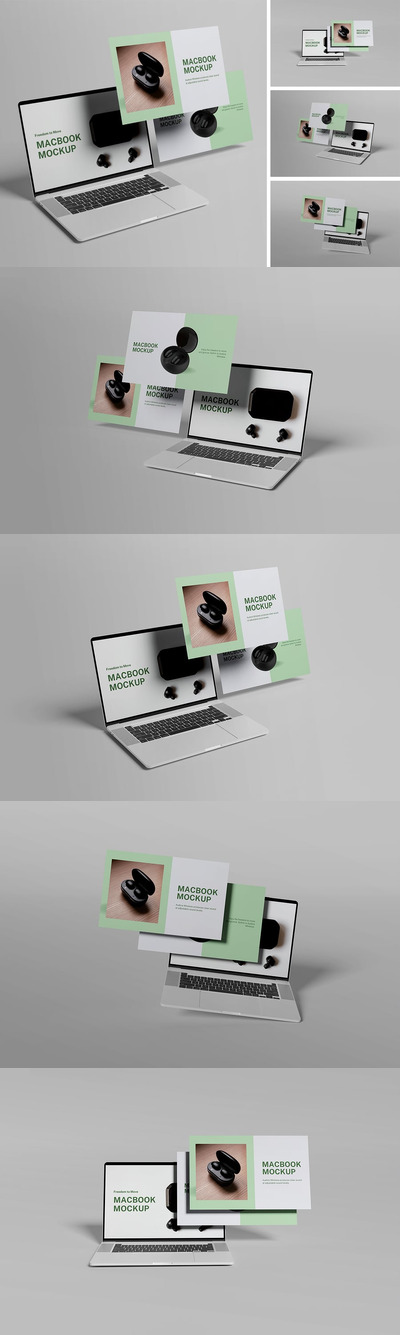 MacBook电脑模型样机 (PSD,PDF)