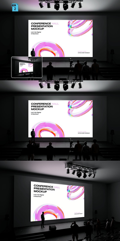 会议厅场景屏幕模型样机 (PSD)