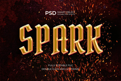 金色火花文本效果样机 (JPG,PSD)