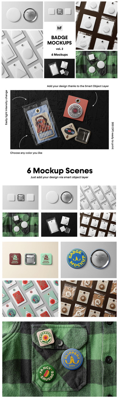 徽章别针模型样机 (PSD)