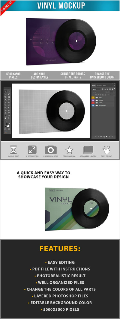 乙烯黑胶唱片设计基模型样机 (PSD)