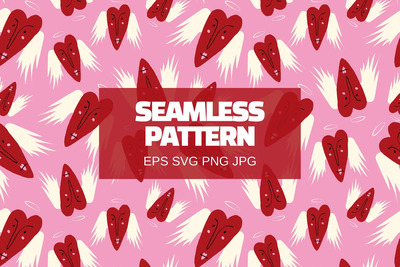 天使心的粉红色和红色图案 (EPS,JPG,PNG,SVG)